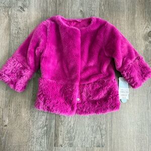 Cat & Jack Toddler Kids Button Up Winter Faux Fur Coat